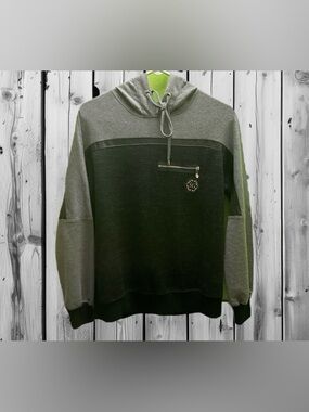 Sogo Men's Two-Tone Grey Pullover Hoodie with Chest Zip Pocket L